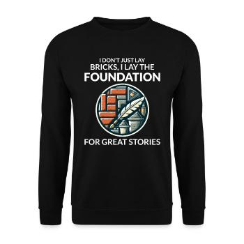 Bricklayer Chronicles: Crafting Stories in Bricks - Unisex Sweatshirt - black - Front - Alina (178cm) & Michal (187cm)