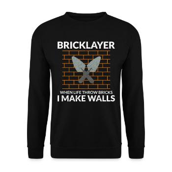 Sagesse du maçon : les briques de la vie en mur - Sweat-shirt Unisexe - noir - Devant - Alina (178cm) & Michal (187cm)