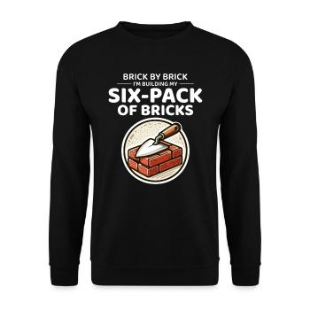 Six-Pack of Bricks: Humorous Bricklayer Fitness - Unisex Sweatshirt - black - Front - Alina (178cm) & Michal (187cm)