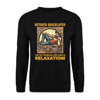 Relaxed Retirement: Humorous Retired Bricklayer - Unisex Sweatshirt - black - Front - Alina (178cm) & Michal (187cm)