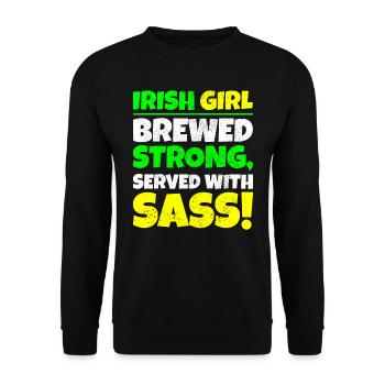 Irish Girl: Starker St. Patricks Day gebraut - Unisex Pullover - Schwarz - Vorne - Alina (178cm) & Michal (187cm)