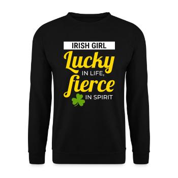 Irish Girl: Lucky & Fierce Humour - Unisex Sweatshirt - black - Front - Alina (178cm) & Michal (187cm)