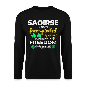 Funny Irish Girl Name: Saoirse - Free-Spirited - Unisex Sweatshirt - black - Front - Alina (178cm) & Michal (187cm)