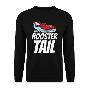 Rooster Tail Rumble: Wasserflugzeug-Rennspaß - Unisex Pullover - Schwarz - Vorne - Alina (178cm) & Michal (187cm)
