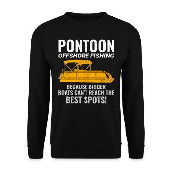 Pontonboot Motorboot Hochseefischen Lustig - Unisex Pullover - Schwarz - Vorne - Alina (178cm) & Michal (187cm)