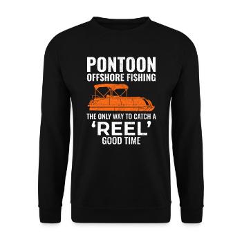 Pontonboot Motorboot Hochseefischen Lustig - Unisex Pullover - Schwarz - Vorne - Alina (178cm) & Michal (187cm)