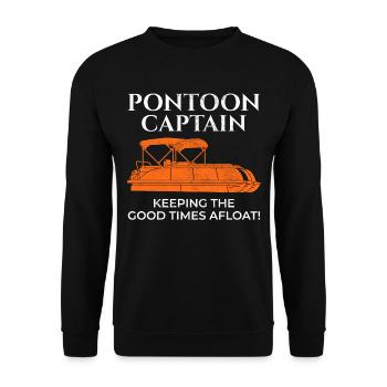 Pontonboot Kapitän Bootsfahrt Angeln Lustig - Unisex Pullover - Schwarz - Vorne - Alina (178cm) & Michal (187cm)