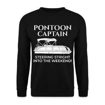 Pontonboot Kapitän Bootsfahrt Abenteuerspaß - Unisex Pullover - Schwarz - Vorne - Alina (178cm) & Michal (187cm)
