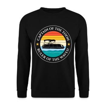 Pontonboot Kapitän Offshore-Bootsfahrt Retro - Unisex Pullover - Schwarz - Vorne - Alina (178cm) & Michal (187cm)