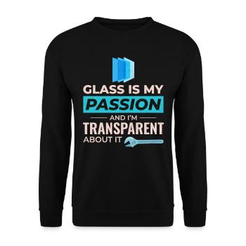 Verglaser Fenster Glasbeschlag Monteur Glasarbeiten - Unisex Pullover - Schwarz - Vorne - Alina (178cm) & Michal (187cm)
