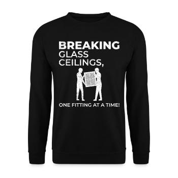 Verglaser Fenster Glasbeschlag Monteur Glasarbeiten - Unisex Pullover - Schwarz - Vorne - Alina (178cm) & Michal (187cm)
