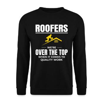 Roofer Roofing Roof Repair Mechanic Contractor - Unisex Sweatshirt - black - Front - Alina (178cm) & Michal (187cm)