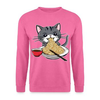 Niedliche Katze mit Ramen Nudeln - Unisex Pullover - Pink - Vorne