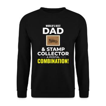 Stamp Collector Dad Collecting Hobby Philatelist - Unisex Sweatshirt - black - Front - Alina (178cm) & Michal (187cm)