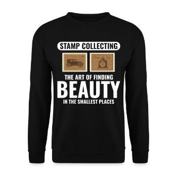 Stamp Collector Collecting Hobby Philatelist - Unisex Sweatshirt - black - Front - Alina (178cm) & Michal (187cm)