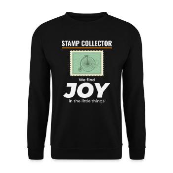 Stamp Collector Collecting Hobby Philatelist - Unisex Sweatshirt - black - Front - Alina (178cm) & Michal (187cm)
