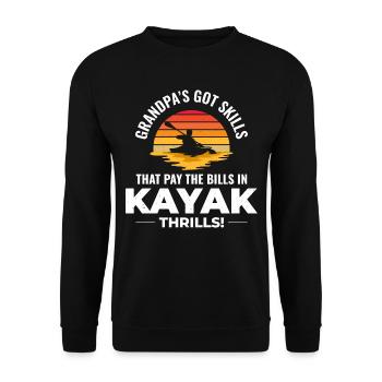kayaking Gradpa Kayak Canoe Kayaker Funny - Unisex Sweatshirt - black - Front - Alina (178cm) & Michal (187cm)