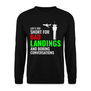 Air Traffic Controller ATC Aviation Humor Airplane - Unisex Sweatshirt - black - Front - Alina (178cm) & Michal (187cm)