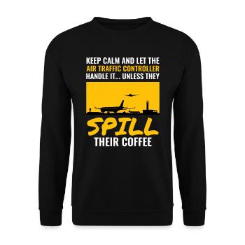 Air Traffic Coffee Controller ATC Aviation Humor - Unisex Sweatshirt - black - Front - Alina (178cm) & Michal (187cm)
