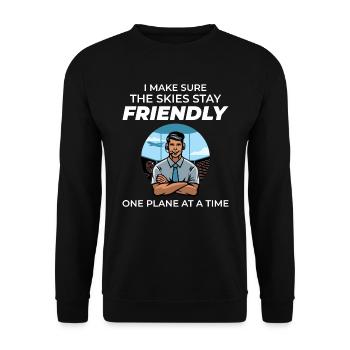 Air Traffic Controller ATC Aviation Humor Airplane - Unisex Sweatshirt - black - Front - Alina (178cm) & Michal (187cm)