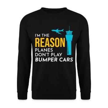 Air Traffic Controller ATC Aviation Humor Airplane - Unisex Sweatshirt - black - Front - Alina (178cm) & Michal (187cm)