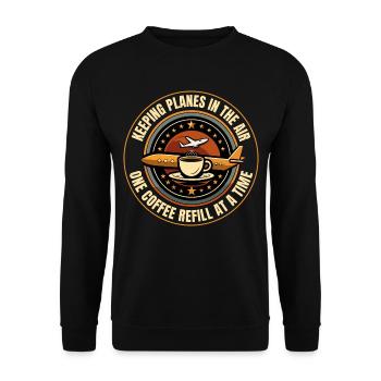 Air Traffic Controller Coffee ATC Aviation Humor - Unisex Sweatshirt - black - Front - Alina (178cm) & Michal (187cm)