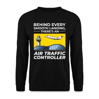 Air Traffic Controller ATC Aviation Humor Flight - Unisex Sweatshirt - black - Front - Alina (178cm) & Michal (187cm)