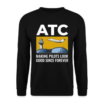Air Traffic Controller ATC Aviation Humor Airplane - Unisex Sweatshirt - black - Front - Alina (178cm) & Michal (187cm)