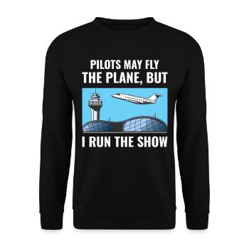 Air Traffic Controller ATC Aviation Humor Airplane - Unisex Sweatshirt - black - Front - Alina (178cm) & Michal (187cm)