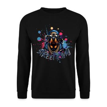Rottweiler Street King, Hip Hop Style, Streetwear - Unisex Sweatshirt - black - Front - Alina (178cm) & Michal (187cm)