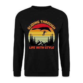 Drachenfliegen Luftsport Abenteuer Segelflug Pilot - Unisex Pullover - Schwarz - Vorne - Alina (178cm) & Michal (187cm)