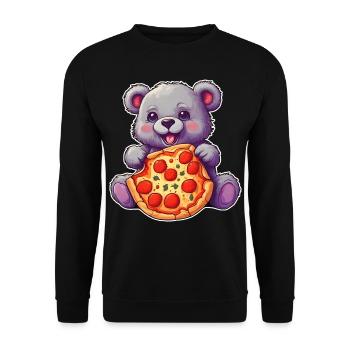Teddy aime la pizza - Sweat-shirt Unisexe - noir - Devant - Alina (178cm) & Michal (187cm)