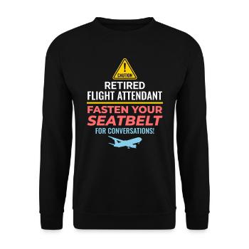 Retired Flight Attendant Aviation Cabin Crew - Unisex Sweatshirt - black - Front - Alina (178cm) & Michal (187cm)