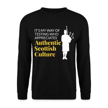 Dudelsackspieler Instrument Schottisch Schottland Musik - Unisex Pullover - Schwarz - Vorne - Alina (178cm) & Michal (187cm)