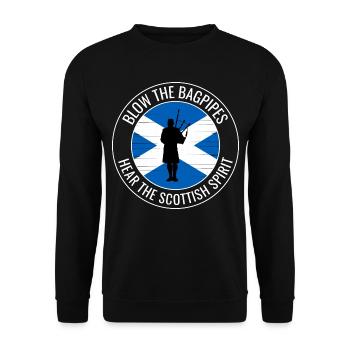 Dudelsackspieler Instrument Schottische Flagge Schottland - Unisex Pullover - Schwarz - Vorne - Alina (178cm) & Michal (187cm)