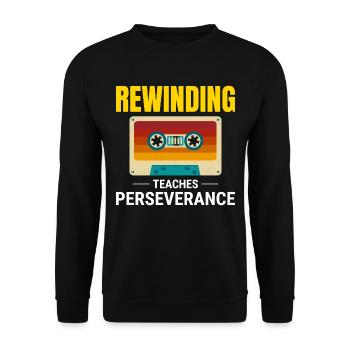 Cassette Tape Rewinding 80s Nostalgia Retro 1980s - Unisex Sweatshirt - black - Front - Alina (178cm) & Michal (187cm)