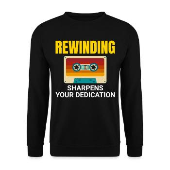 Cassette Tape Rewinding 80s Nostalgia Retro 1980s - Unisex Sweatshirt - black - Front - Alina (178cm) & Michal (187cm)