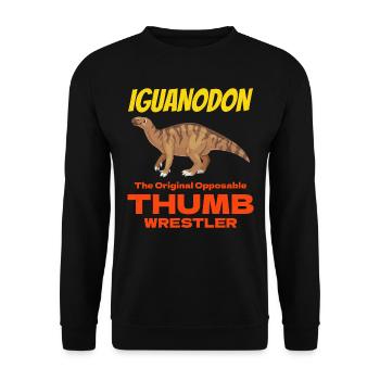 Iguanodon Dinosaurier Dino Paläontologe Fossil - Unisex Pullover - Schwarz - Vorne - Alina (178cm) & Michal (187cm)