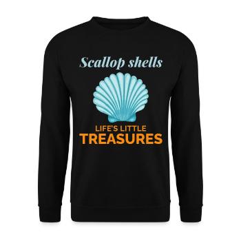 Scallop Seashells Collector Beachcomber Shellfish - Unisex Sweatshirt - black - Front - Alina (178cm) & Michal (187cm)