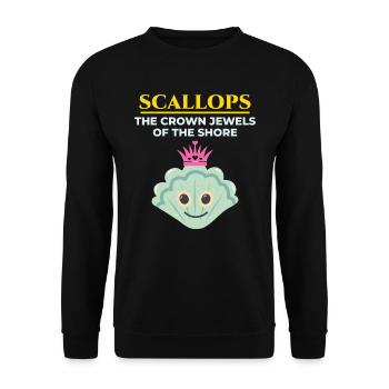 Jakobsmuscheln Sammler Strandräuber Schalentiere - Unisex Pullover - Schwarz - Vorne - Alina (178cm) & Michal (187cm)
