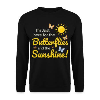 Schmetterling Sunshine Insektensammler Entomologie - Unisex Pullover - Schwarz - Vorne - Alina (178cm) & Michal (187cm)