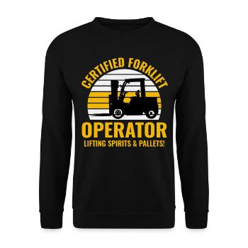 Conducteur de chariot élévateur Conducteur d’équipement lourd Drôle - Sweat-shirt Unisexe - noir - Devant - Alina (178cm) & Michal (187cm)