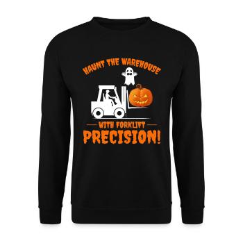 Halloween Ghost Forklift Operator Pumpkin Funny - Unisex Sweatshirt - black - Front - Alina (178cm) & Michal (187cm)