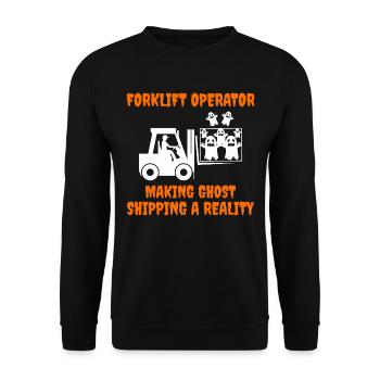 Halloween Ghost Forklift Operator Heavy Equipment - Unisex Sweatshirt - black - Front - Alina (178cm) & Michal (187cm)