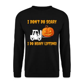 Halloween Ghost Forklift Operator Pumpkin Funny - Unisex Sweatshirt - black - Front - Alina (178cm) & Michal (187cm)