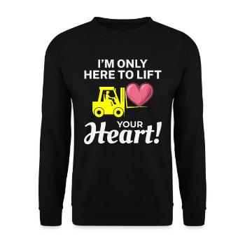 Gabelstaplerfahrer Fahrer Valentinstag Lustig - Unisex Pullover - Schwarz - Vorne - Alina (178cm) & Michal (187cm)