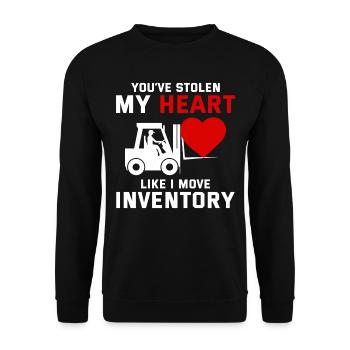 Gabelstaplerfahrer Fahrer Valentinstag Lustig - Unisex Pullover - Schwarz - Vorne - Alina (178cm) & Michal (187cm)