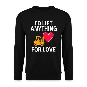 Forklift Operator Driver Valentine’s Day Funny - Unisex Sweatshirt - black - Front - Alina (178cm) & Michal (187cm)