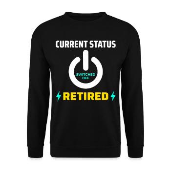 Elektriker im Ruhestand: Aktueller Status Stolz - Unisex Pullover - Schwarz - Vorne - Alina (178cm) & Michal (187cm)