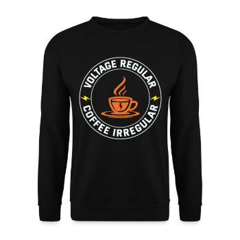 Elektriker: Spannung regelmäßig, Kaffee unregelmäßig - Unisex Pullover - Schwarz - Vorne - Alina (178cm) & Michal (187cm)